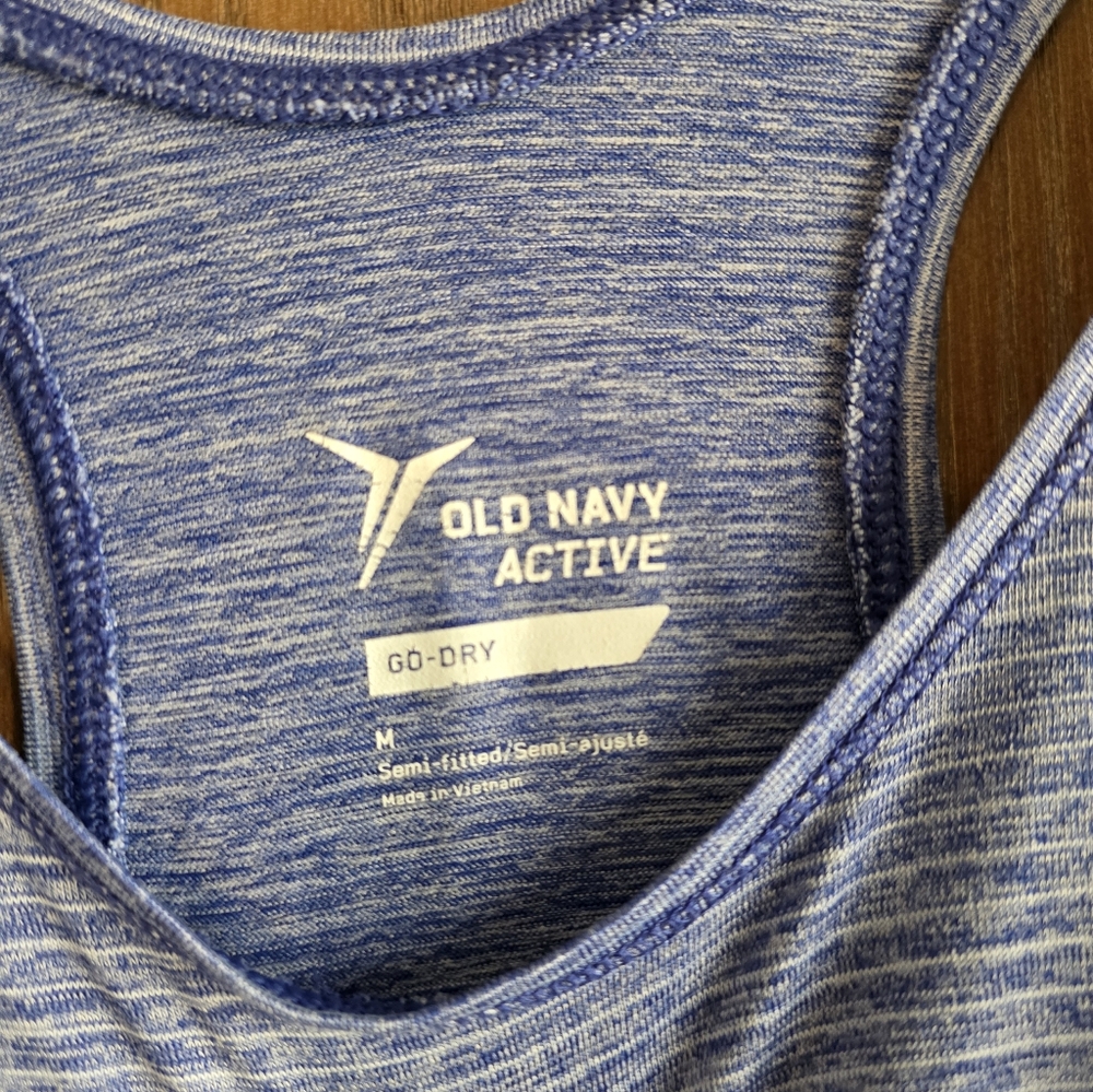 Old Navy Blue Heathered Racerback Tank Top - Picture 2 of 3